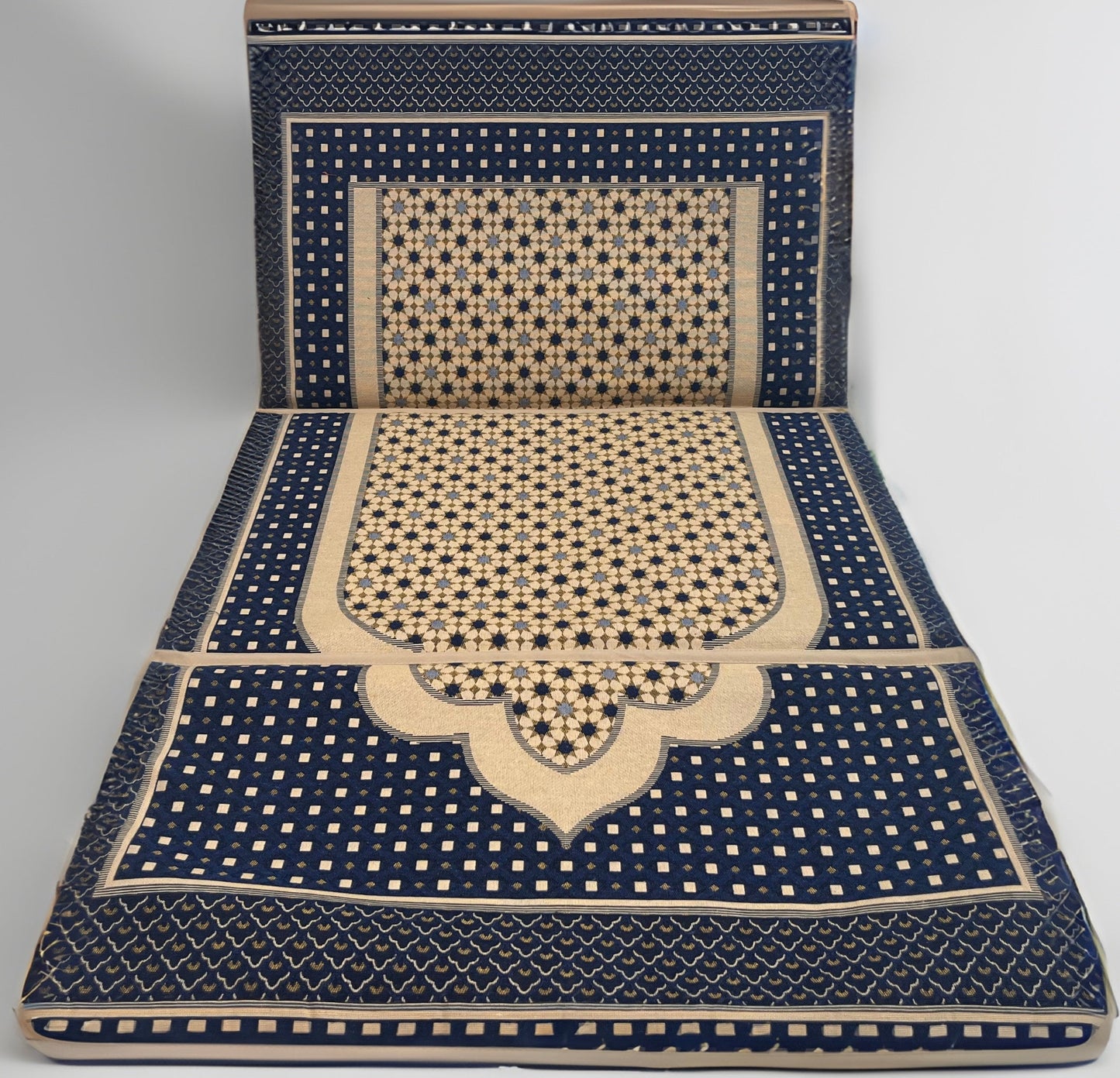 Gebetsteppich mit Rückenlehne blau