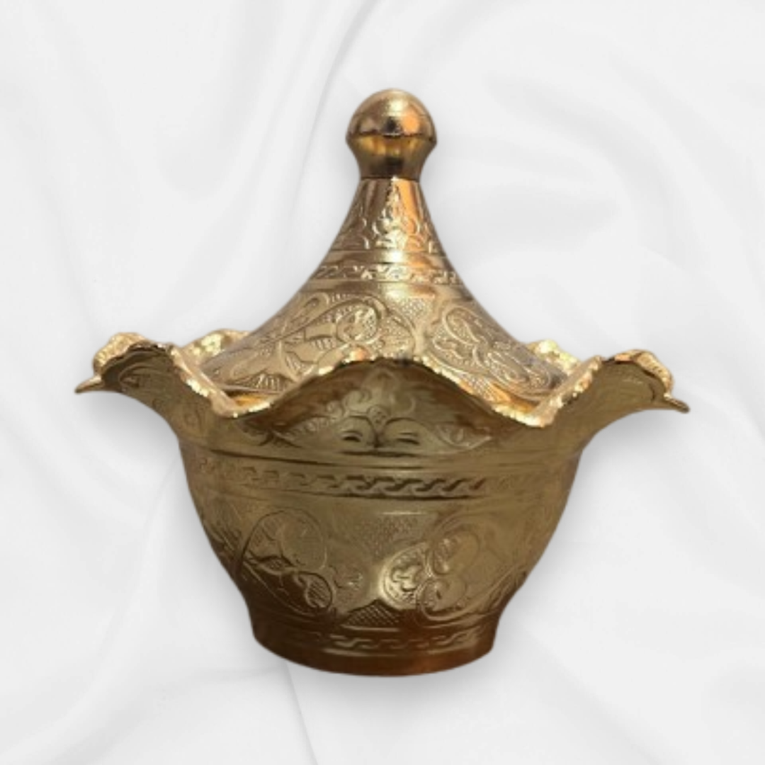 Dattel Schale mit Deckel -  aus Metall für Trockenfrüchte