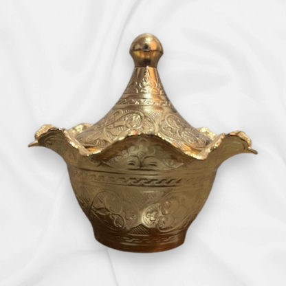 Dattel Schale mit Deckel -  aus Metall für Trockenfrüchte