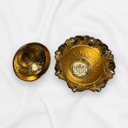 Dattel Schale mit Deckel -  aus Metall für Trockenfrüchte