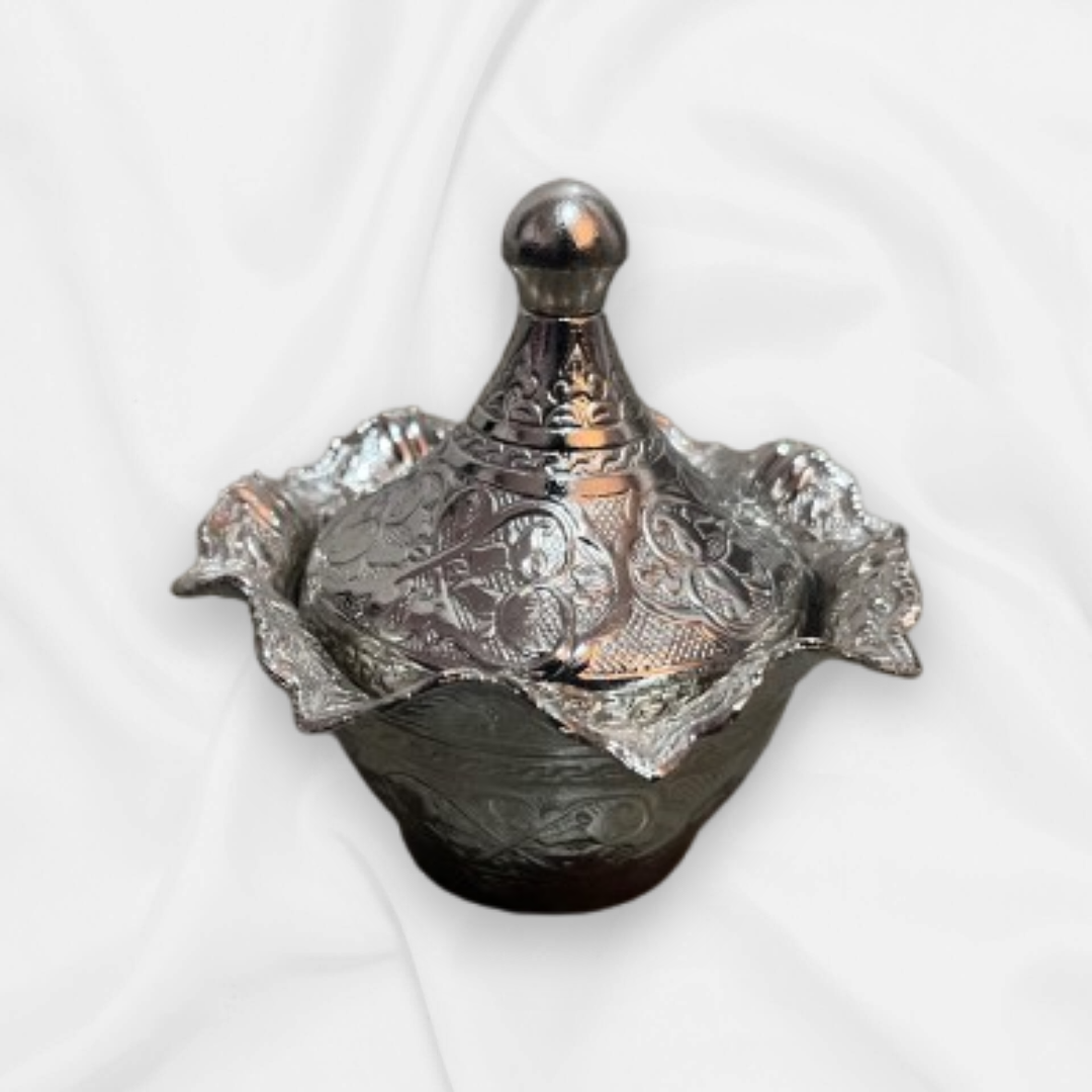 Dattel Schale mit Deckel -  aus Metall für Trockenfrüchte