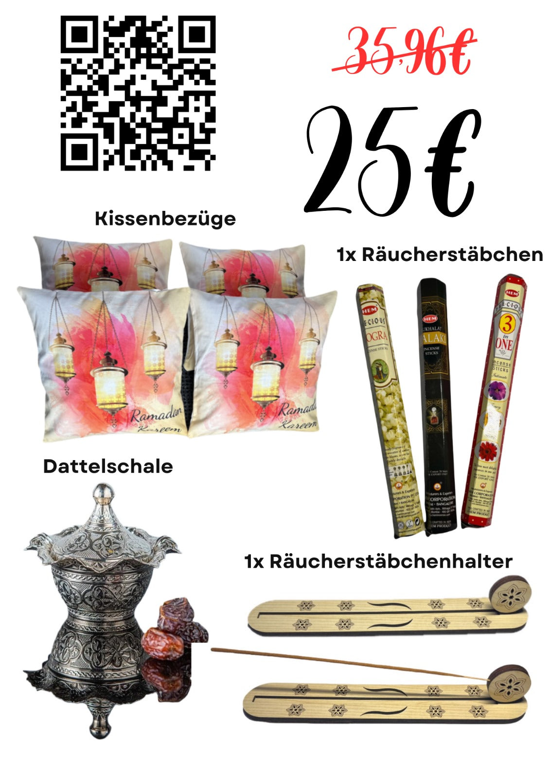 Kissenbezüge - Räucherstäbchen - Dattelschalen